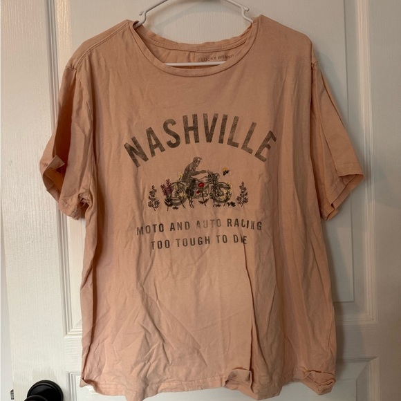 Lucky Brand Peach Nashville Moto Tee - Short Sleeve - Picture 1 of 8